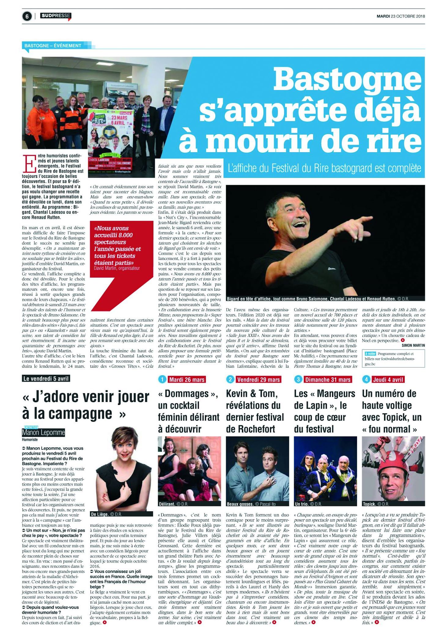 Article du quotidien Sudpresse